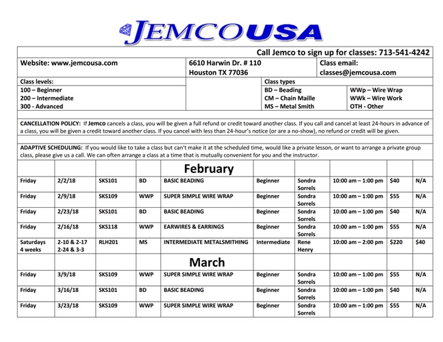 Jewelry Making Classes Jemco Houston, TX