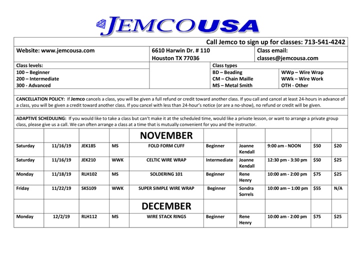 Jewelry Making Classes Jemco Houston, TX