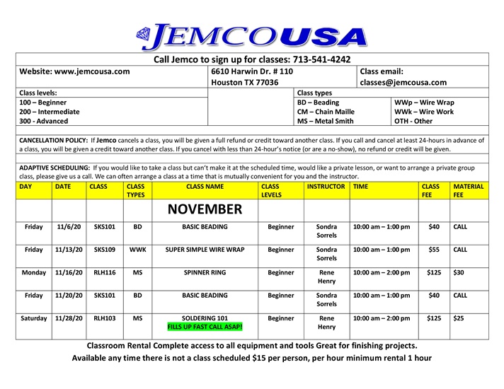 Jewelry Making Classes Jemco Houston, TX