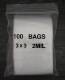100pcs Zip Lock Bags - 3" x 3"